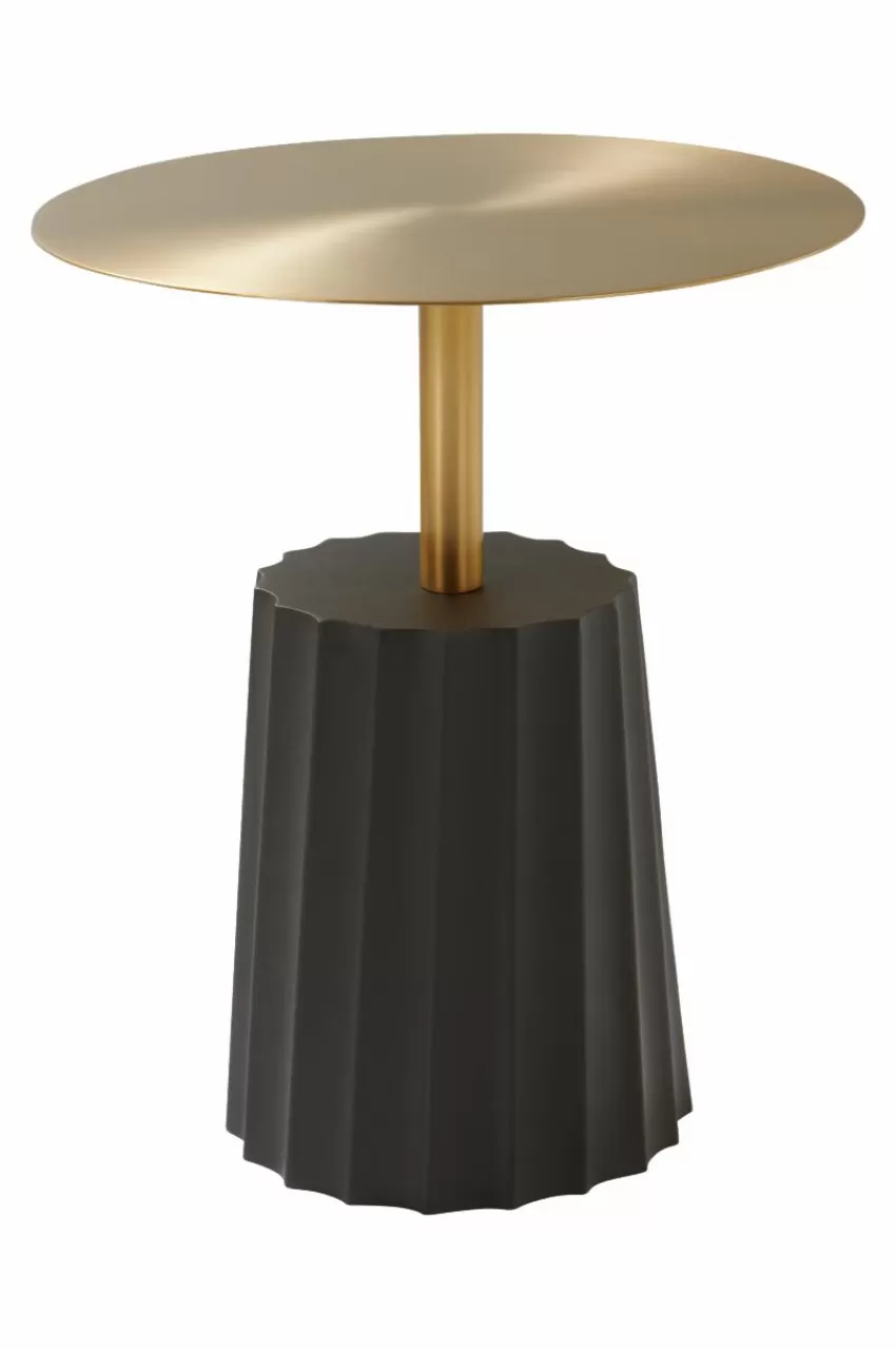 Bord*Jotex MARCHA Sidobord ø 40 Cm Svart/guld
