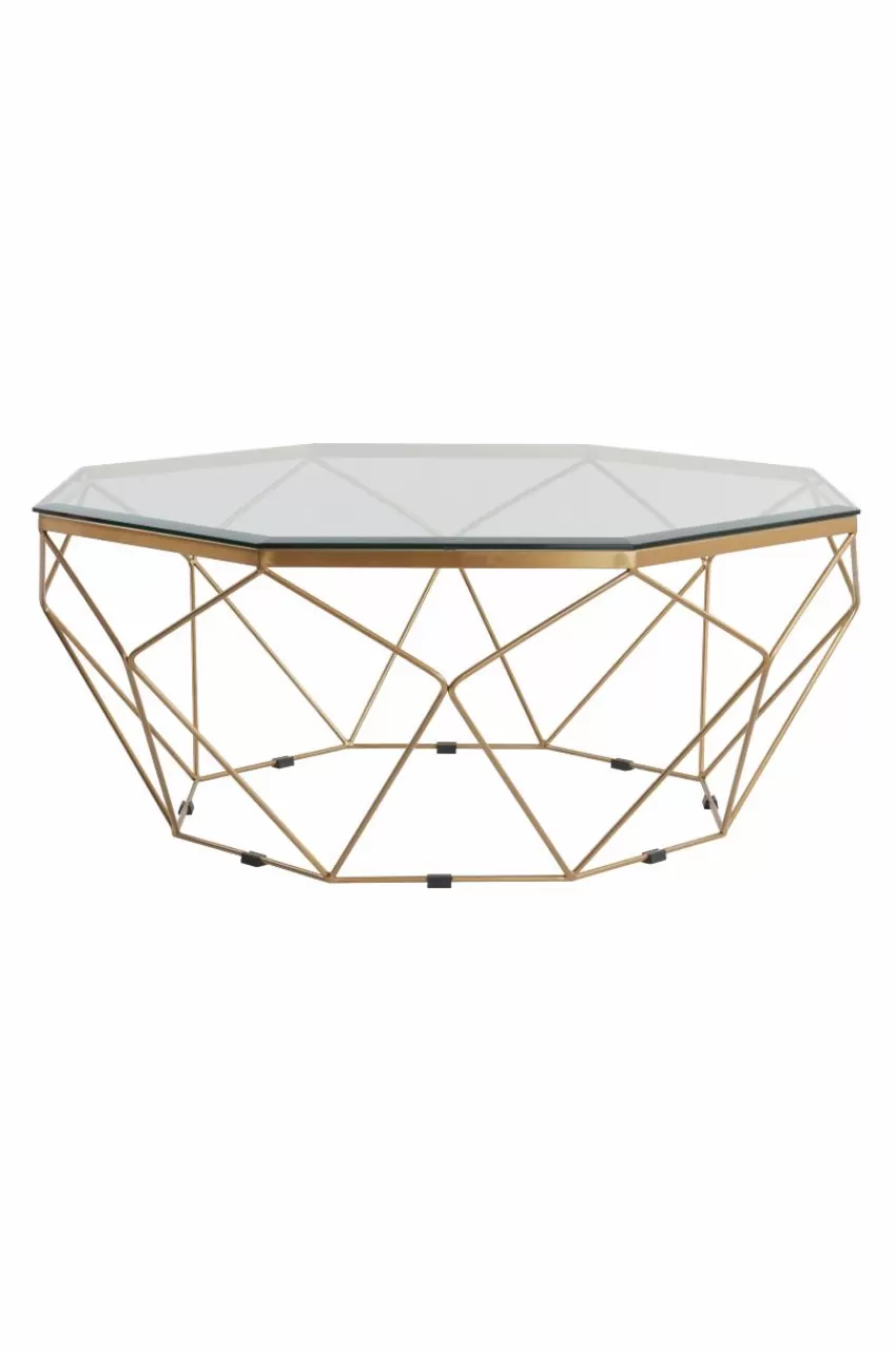 Bord*Jotex MERANO Soffbord ø 98 Cm Mässing/glas