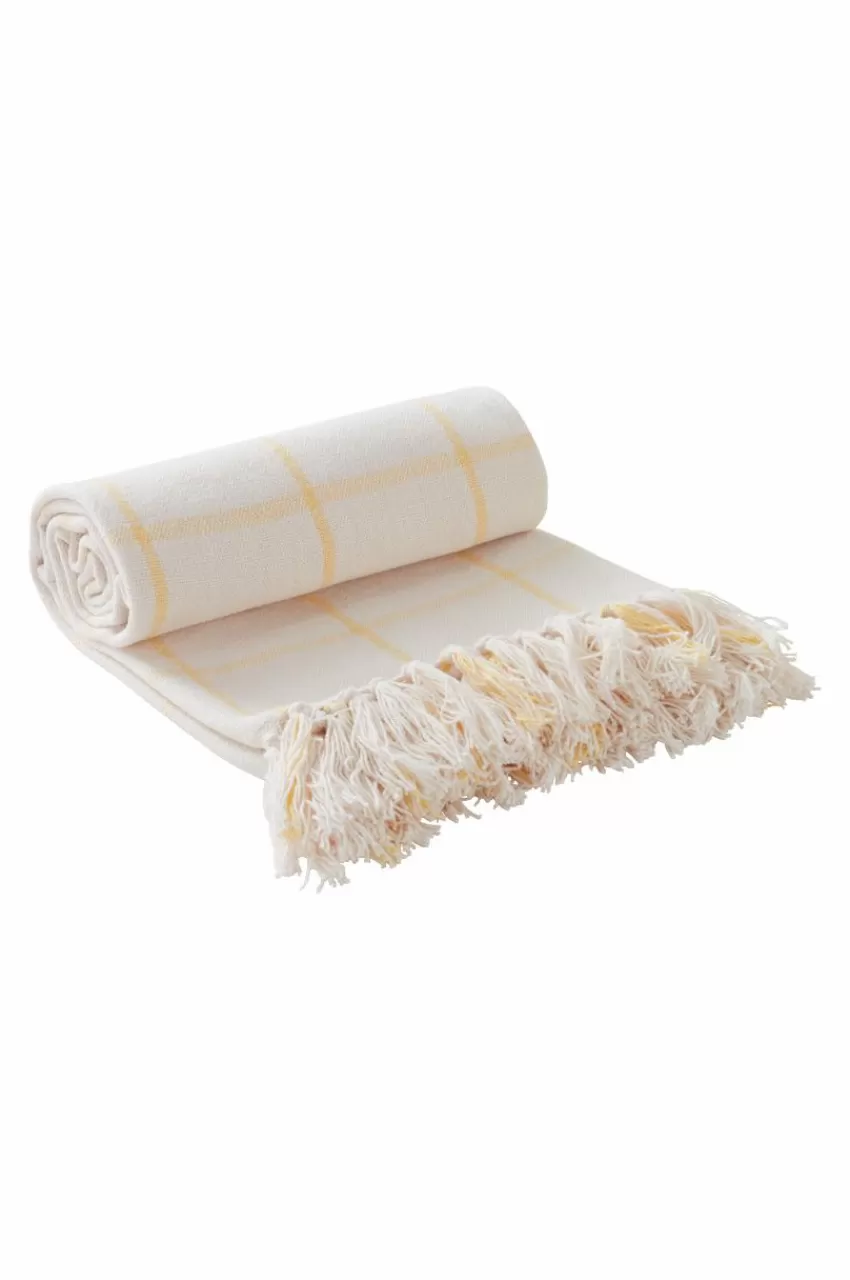 Plädar & Filtar*Jotex MYRA Pläd Naturvit/gul