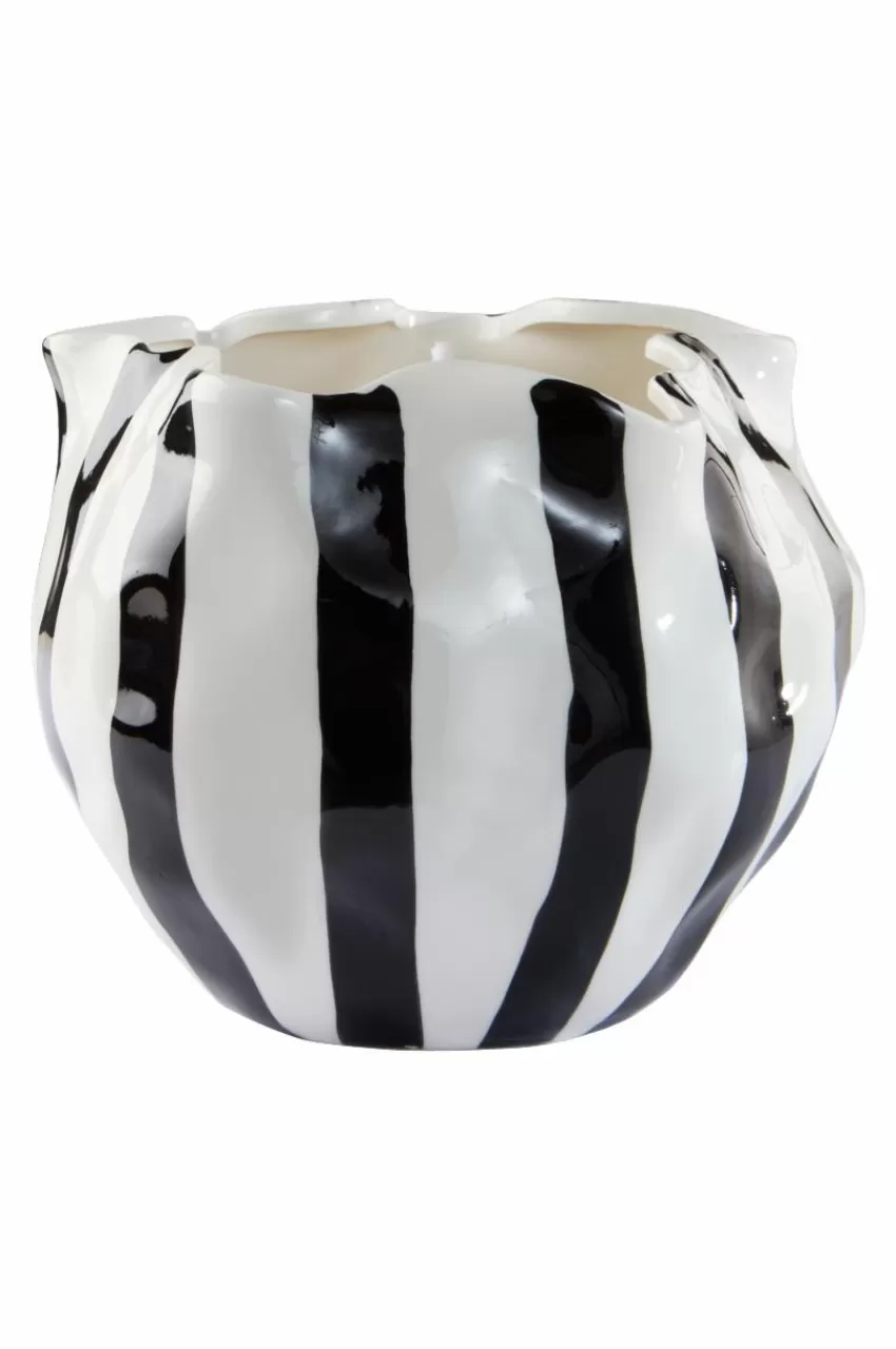 Vaser*Jotex RUTAN STRIPE Kruka ø 27.5 Cm Vit/svart