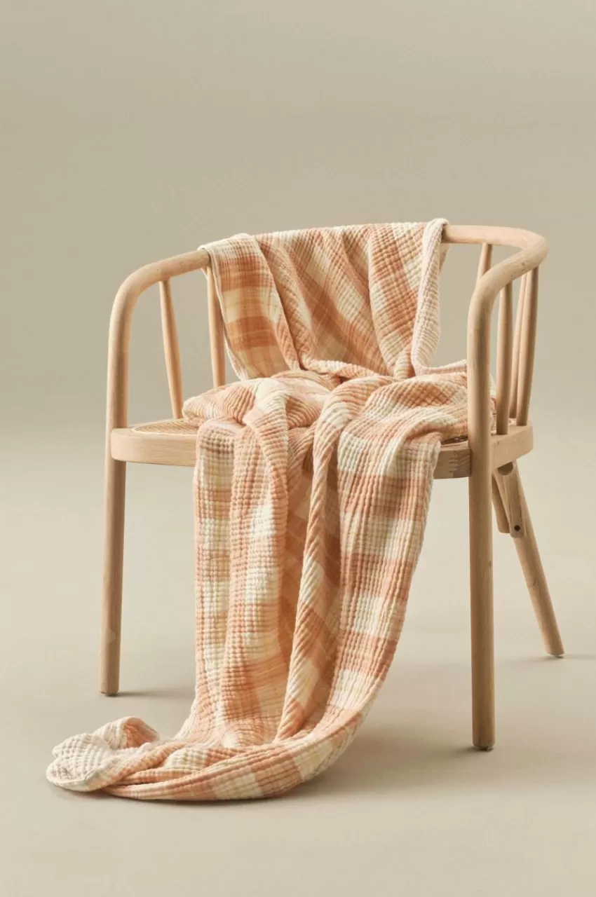 Plädar & Filtar*Jotex RUTHY Pläd 130x170 Cm Orange/beige