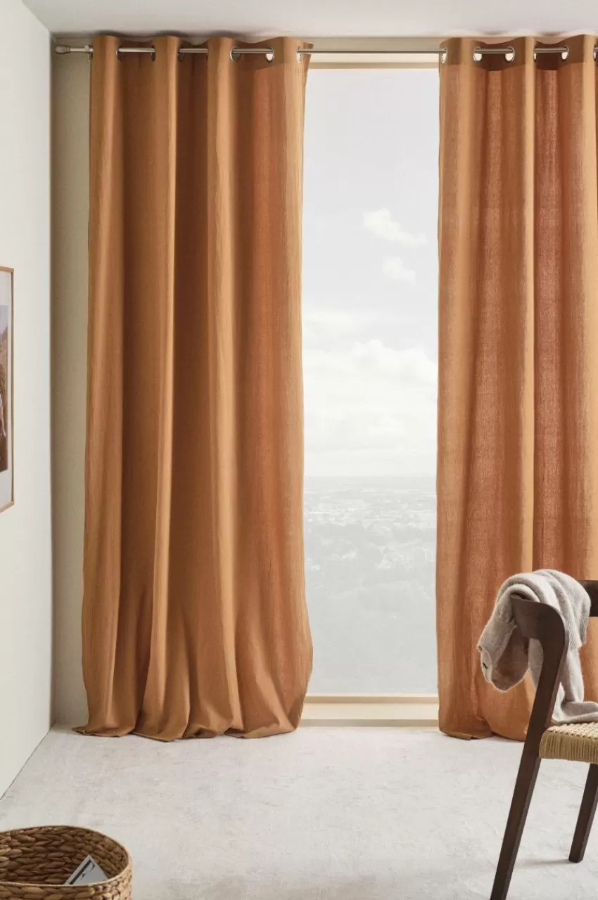 Öljettgardiner*Jotex SADIE öljettlängd 2-pack Bränd orange