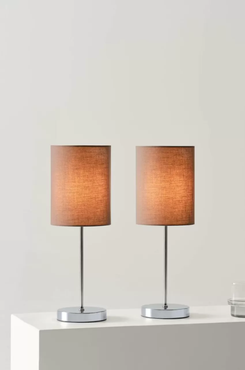 Bordslampor*Jotex SETH Bordslampa 2-pack Krom/brun