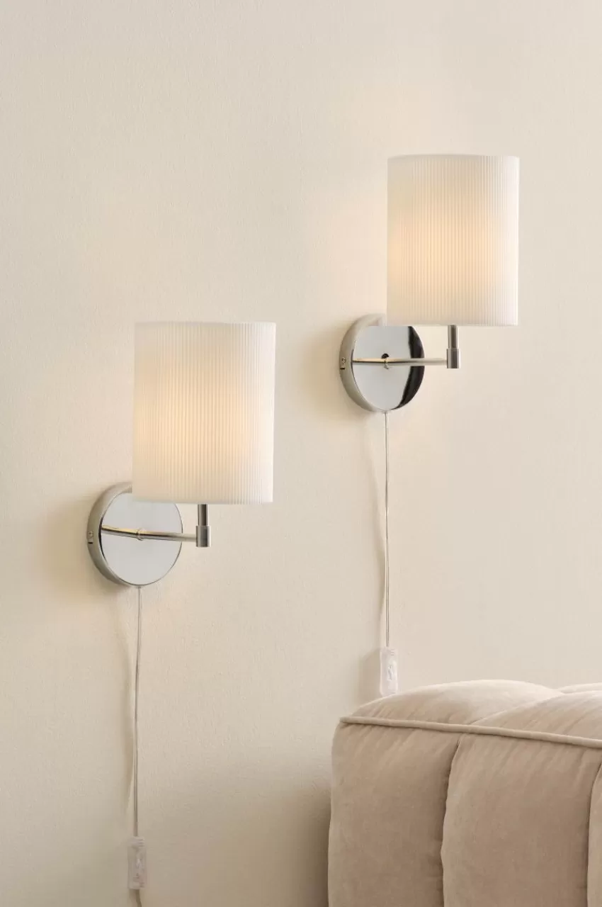 Vägglampor*Jotex SETH PLISSÉ Vägglampa 2-pack Krom/vit