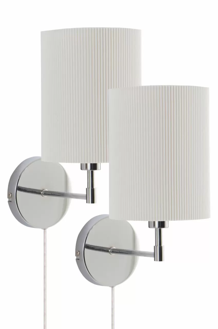 Vägglampor*Jotex SETH PLISSÉ Vägglampa 2-pack Krom/vit