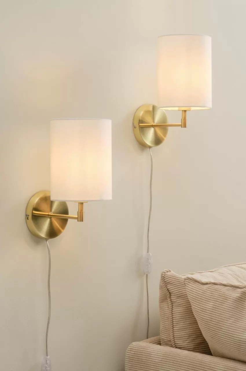 Vägglampor*Jotex SETH Vägglampa 2-pack Vit/mässing