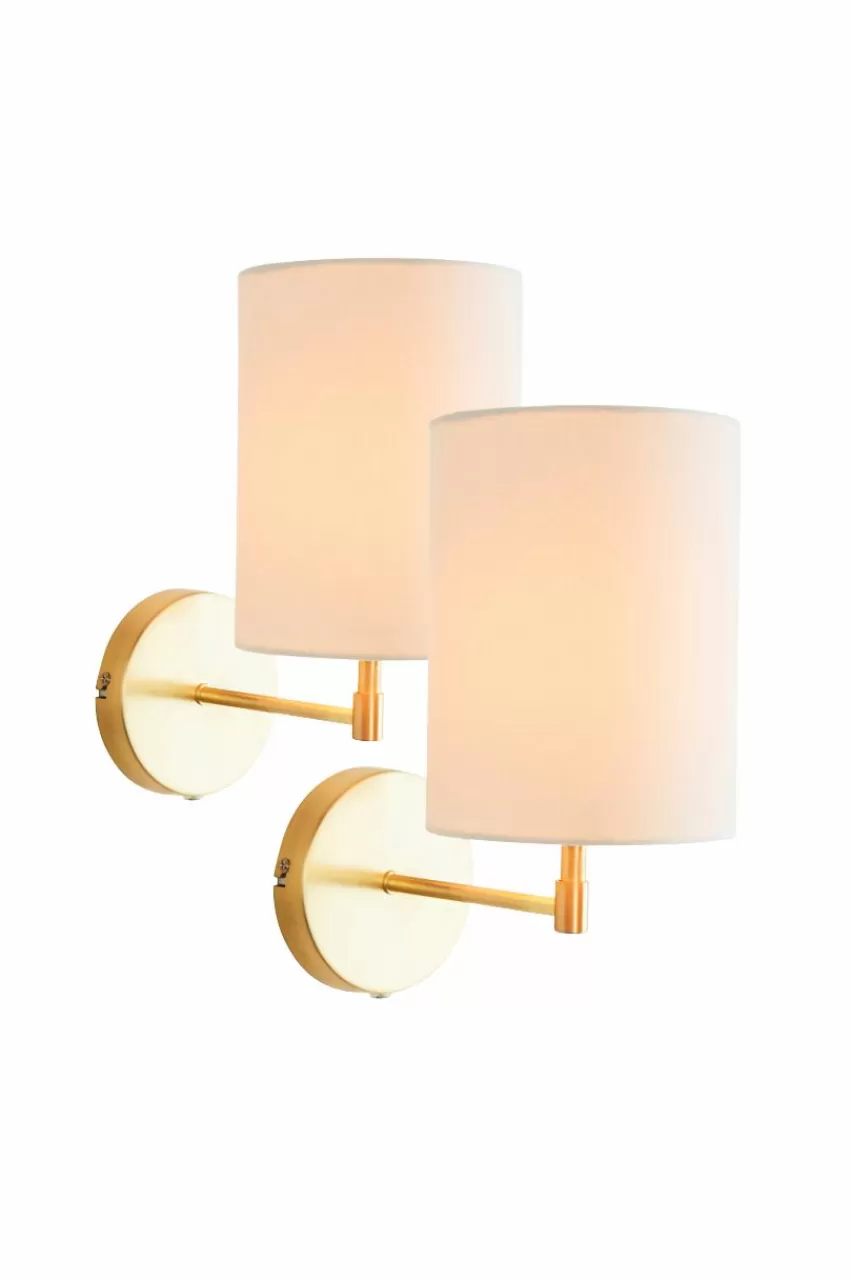 Vägglampor*Jotex SETH Vägglampa 2-pack Vit/mässing