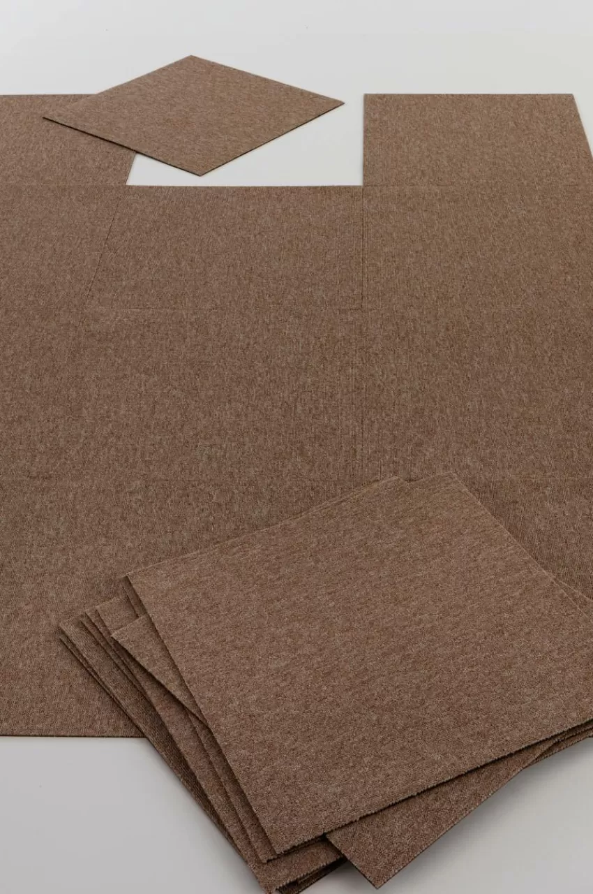 Trappstegsmattor | Dörrmattor*Jotex SIERRA TILE Textilplatta Heltäckningsmatta 20-pack Brun