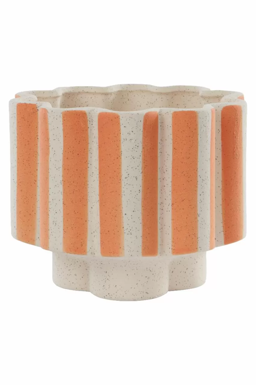 Krukor*Jotex SIGFRID STRIPE Kruka Aprikos/naturvit