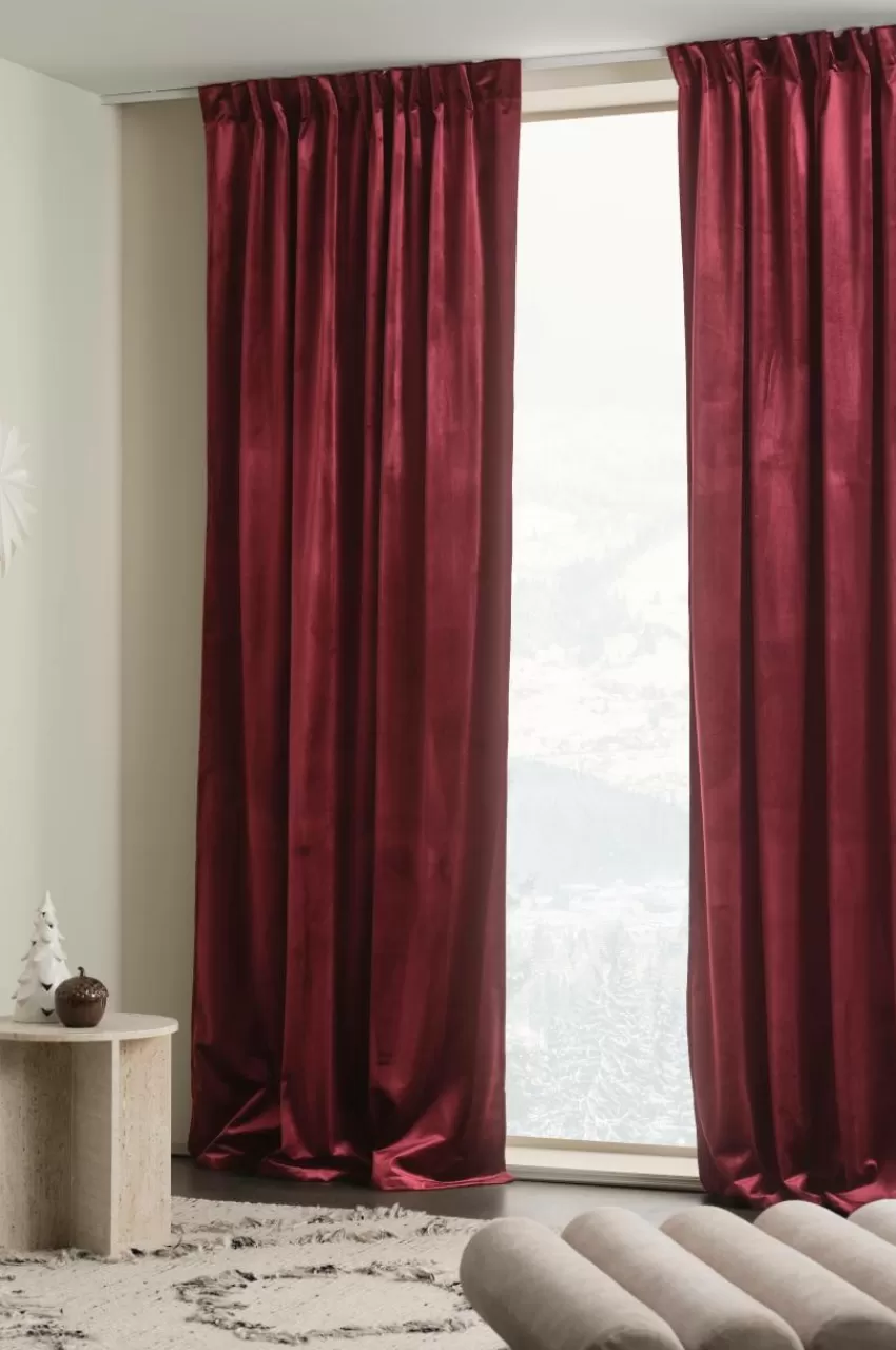 Julgardiner | Sammetsgardiner*Jotex SIMONE Multifunktionsgardin 2-pack Vinröd