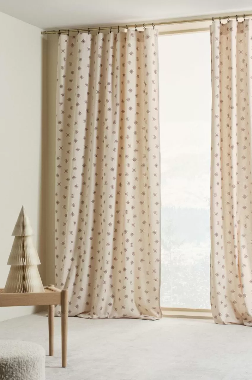 Julgardiner | Multifunktionsgardiner*Jotex SNOW Multifunktionsgardin 2-pack Beige/röd