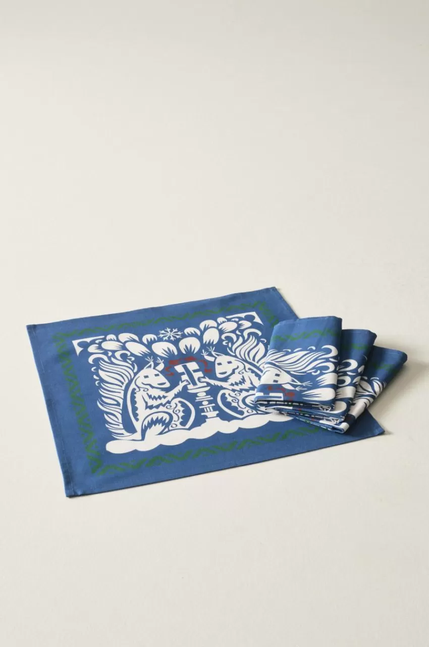 Servetter | Juldukning*Jotex SQUIRRELS Servett 4-pack Blå/vit
