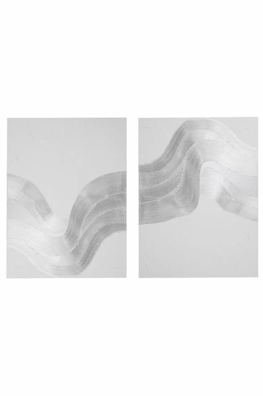 Posters & Tavlor*Jotex SWIRL Canvastavla 2-pack 90x120 Cm Vit/silver