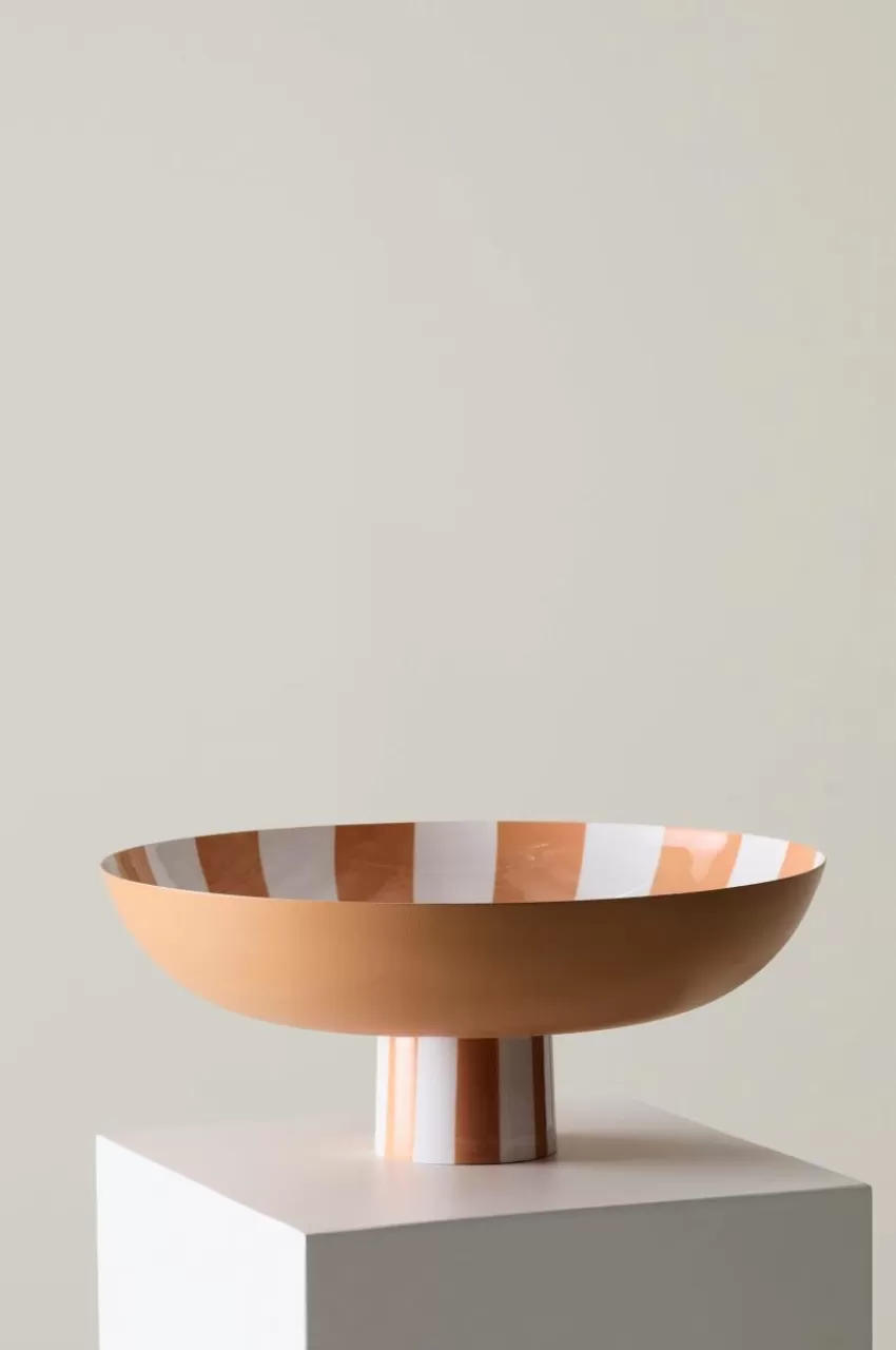 Prydnadssaker*Jotex TOWER STRIPES Dekorationsfat/skål ø 35,5 Cm Orange/vit