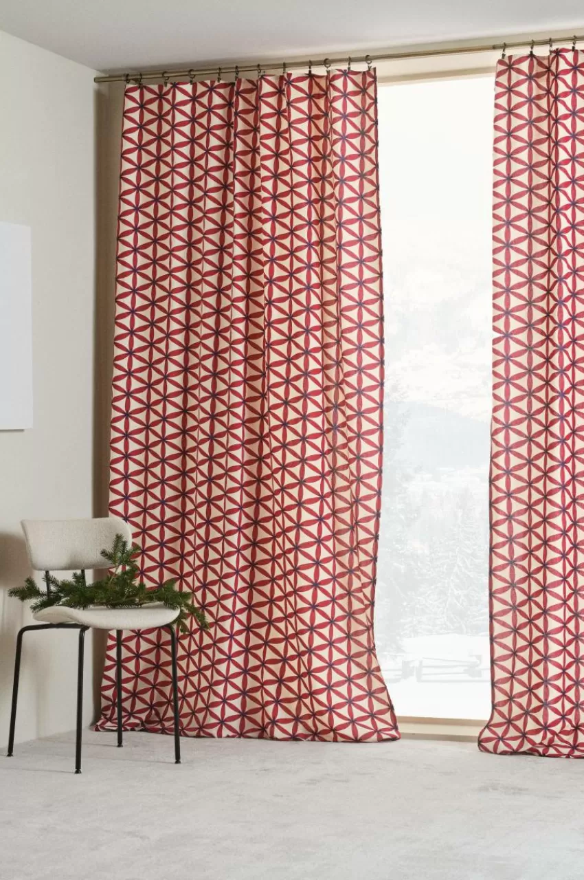 Julgardiner | Multifunktionsgardiner*Jotex VALERIA Multifunktionsgardin 2-pack Röd/beige