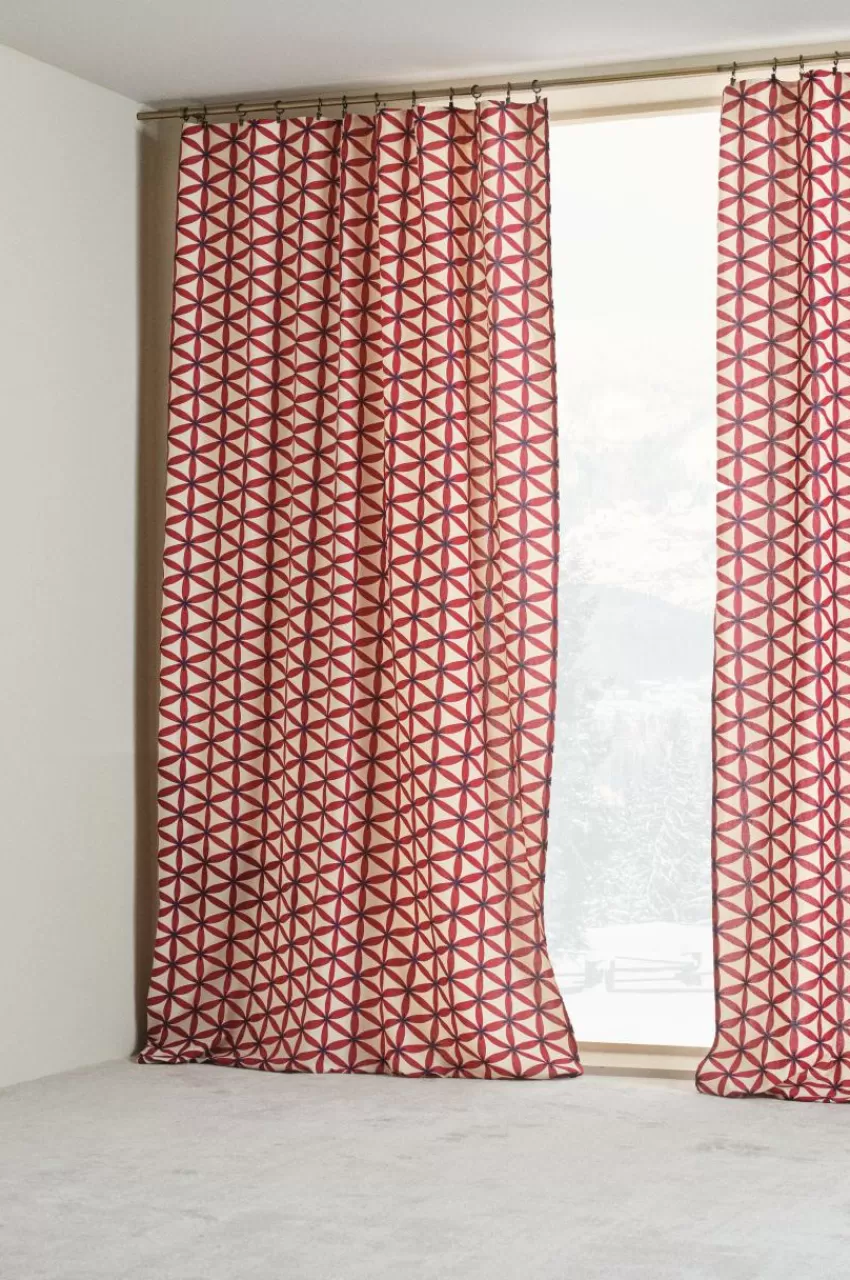 Julgardiner | Multifunktionsgardiner*Jotex VALERIA Multifunktionsgardin 2-pack Röd/beige