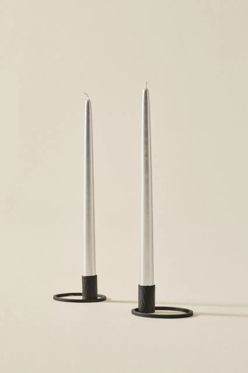 Ljus | Juldekoration*Jotex VICKAN METALLIC Antikljus 2-pack - Höjd 35 Cm Silver