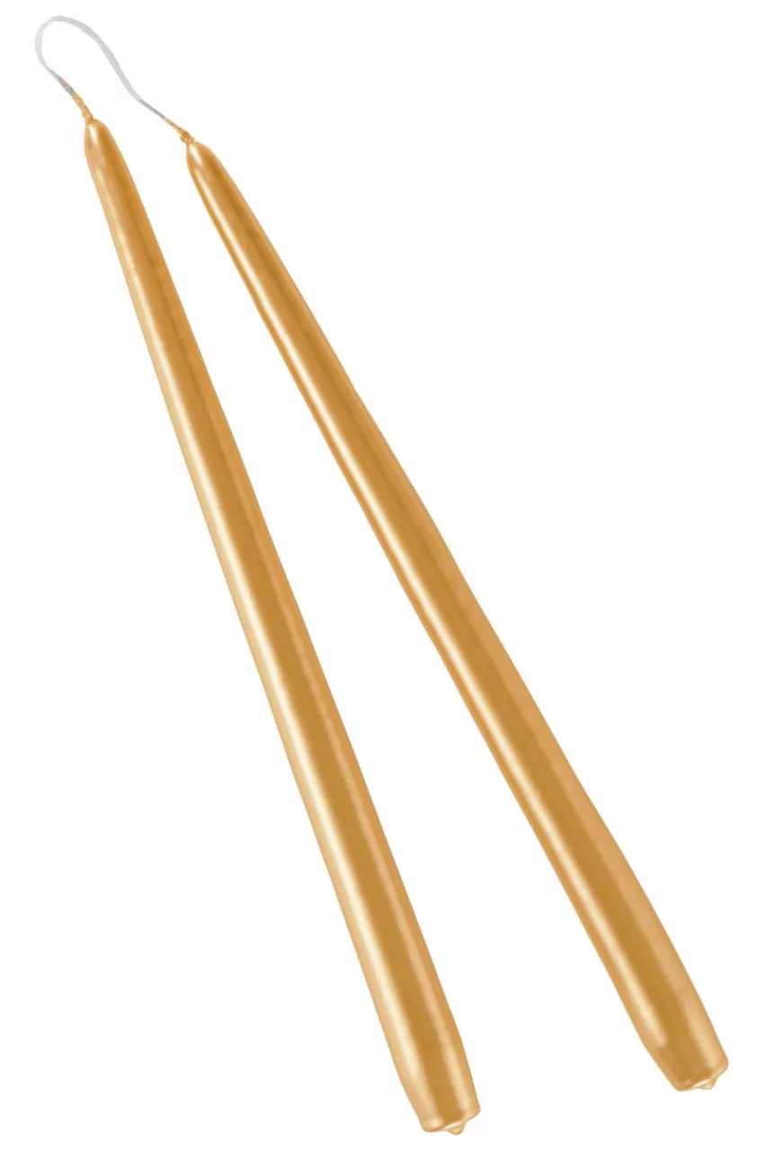 Ljus | Juldekoration*Jotex VICKAN METALLIC Antikljus 2-pack - Höjd 35 Cm Senapsgul