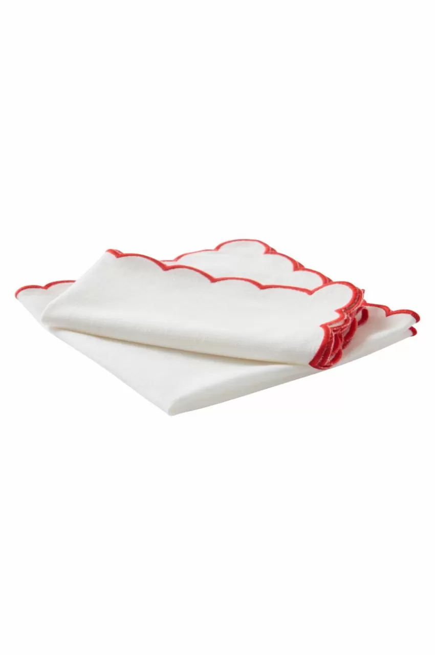 Servetter*Jotex VIVIAN Servett 2-pack Naturvit/röd
