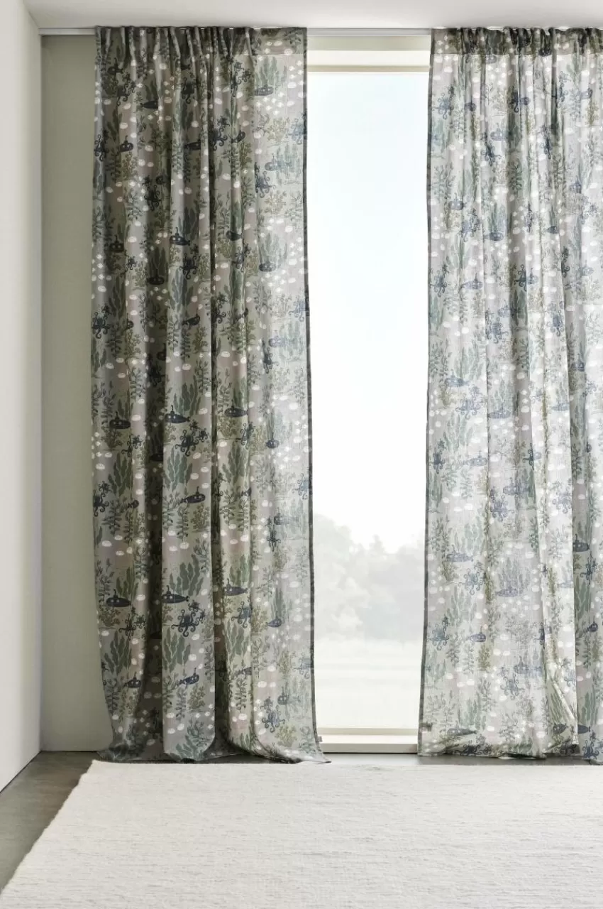 Barngardiner*Jotex WATERS Multifunktionsgardin 2-pack Blå