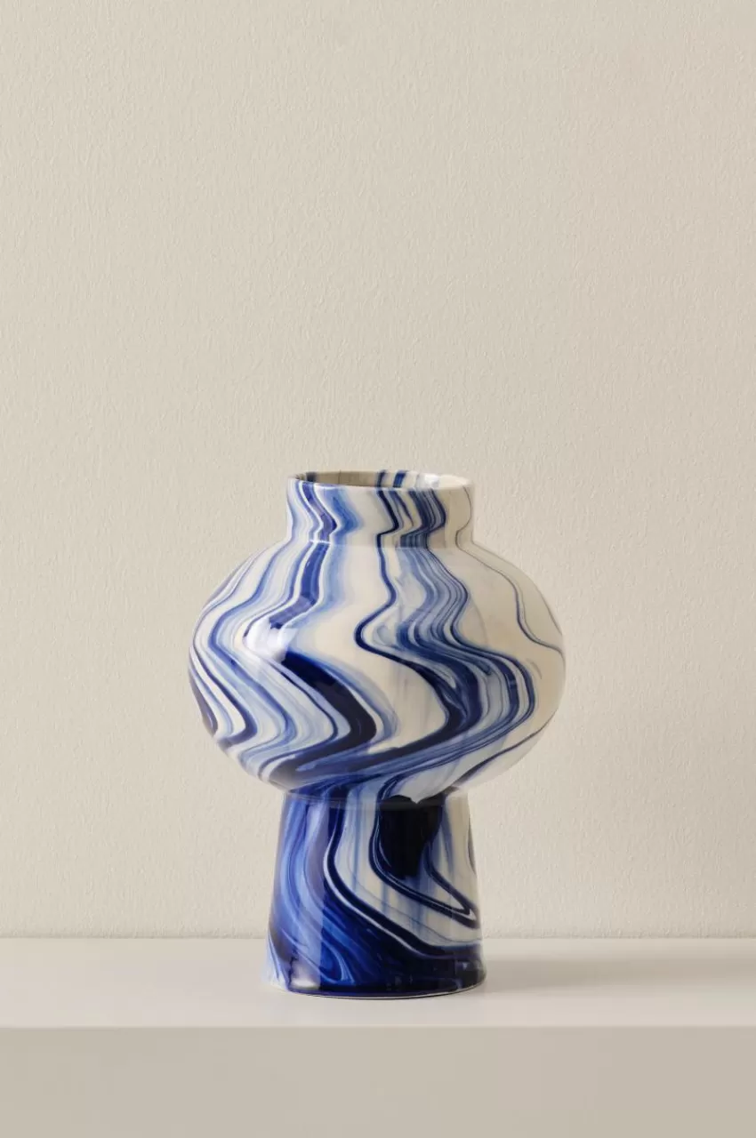 Vaser*Jotex WAVE Vas Höjd 29,5 Cm Blå/vit