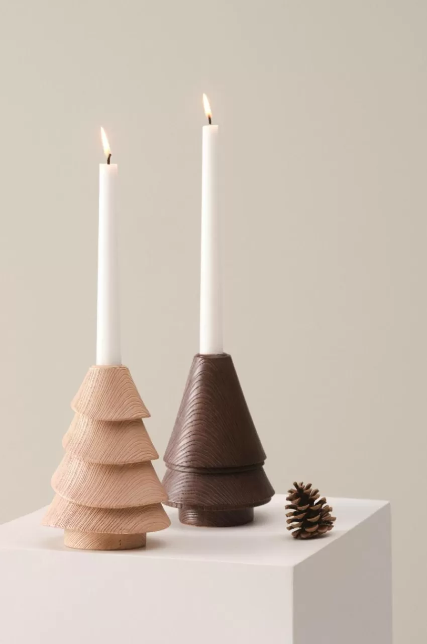 Julbelysning | Juldekoration*Jotex WOODY Ljustake 2-pack Ljusbrun/mörkbrun