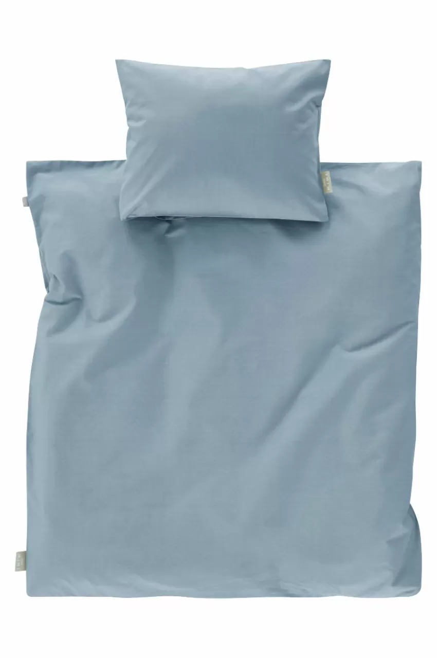 Barnsängkläder*Jotex ZACK PERCALE BABY Påslakanset Vagn/vagga - Ekologisk Dimblå