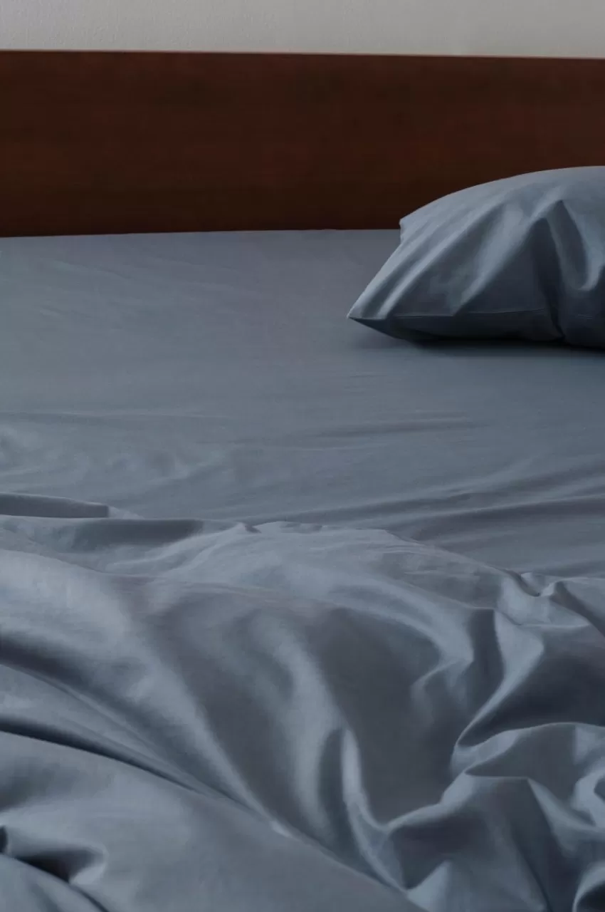 Dra-På-Lakan*Jotex ZACK PERCALE Dra-på-lakan, Hög Madrass - Ekologisk Åskblå