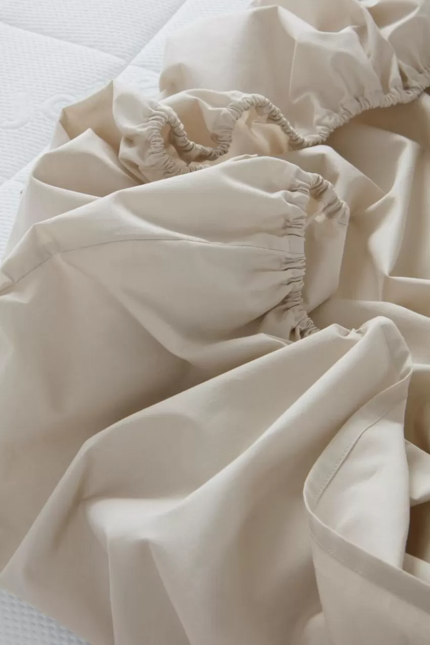 Dra-På-Lakan*Jotex ZACK PERCALE Dra-på-lakan, Hög Madrass - Ekologisk Ljusbeige