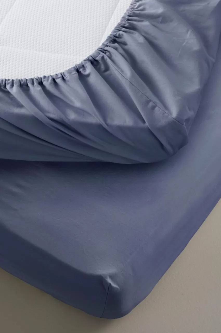 Barnsängkläder*Jotex ZACK PERCALE MINI Dra-på-lakan - Ekologisk Åskblå